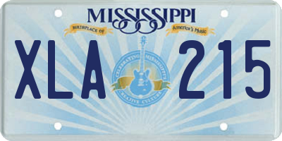 MS license plate XLA215