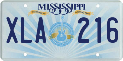 MS license plate XLA216