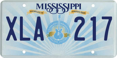 MS license plate XLA217