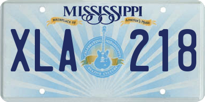 MS license plate XLA218