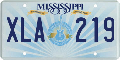 MS license plate XLA219