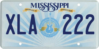 MS license plate XLA222