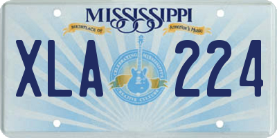 MS license plate XLA224