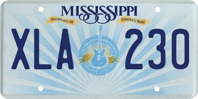 MS license plate XLA230