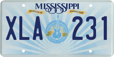 MS license plate XLA231