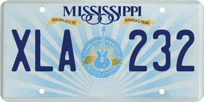 MS license plate XLA232