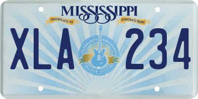MS license plate XLA234