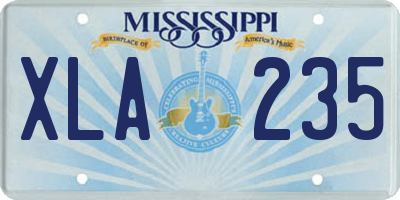 MS license plate XLA235