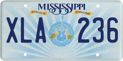 MS license plate XLA236
