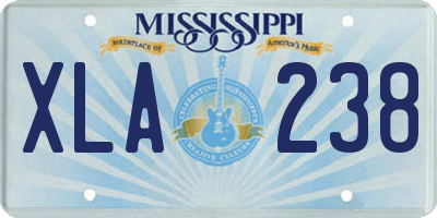 MS license plate XLA238