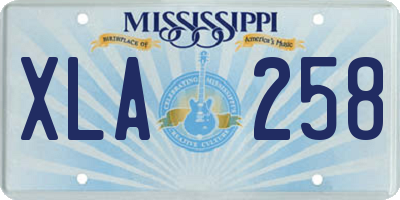MS license plate XLA258