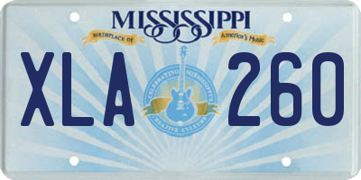 MS license plate XLA260