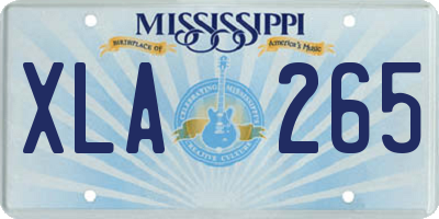 MS license plate XLA265