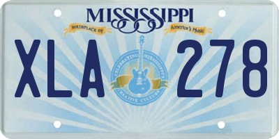 MS license plate XLA278