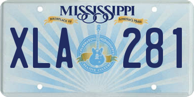 MS license plate XLA281