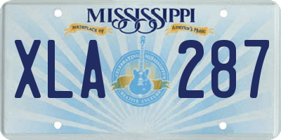 MS license plate XLA287