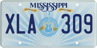 MS license plate XLA309