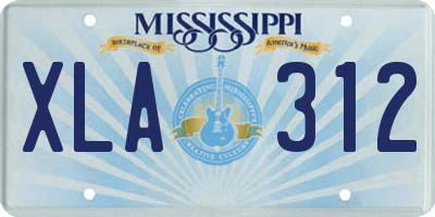 MS license plate XLA312