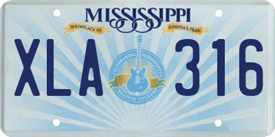 MS license plate XLA316