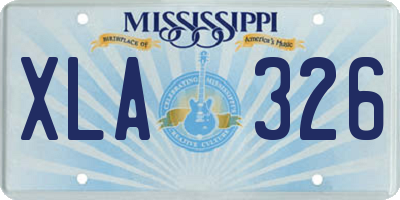 MS license plate XLA326