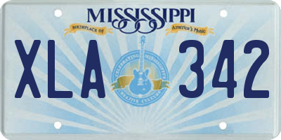 MS license plate XLA342