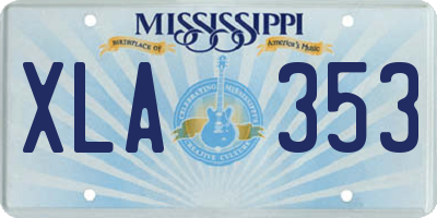 MS license plate XLA353