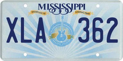 MS license plate XLA362