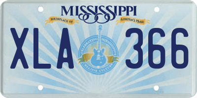 MS license plate XLA366