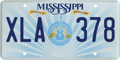 MS license plate XLA378
