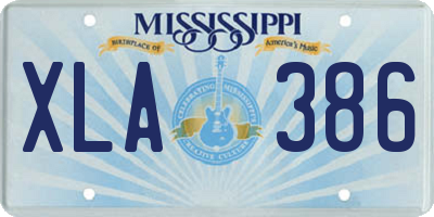 MS license plate XLA386