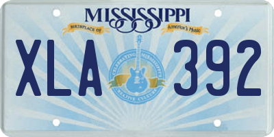 MS license plate XLA392