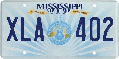 MS license plate XLA402