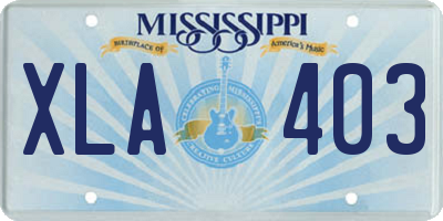 MS license plate XLA403