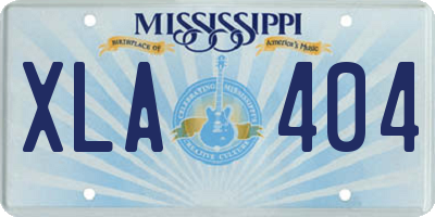 MS license plate XLA404