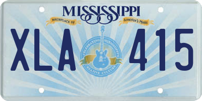 MS license plate XLA415