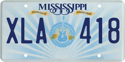 MS license plate XLA418