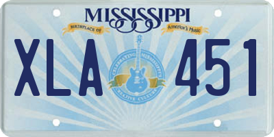 MS license plate XLA451