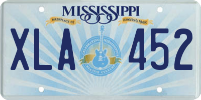 MS license plate XLA452