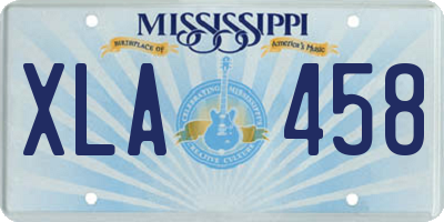 MS license plate XLA458