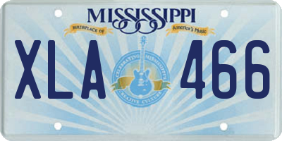 MS license plate XLA466