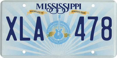 MS license plate XLA478