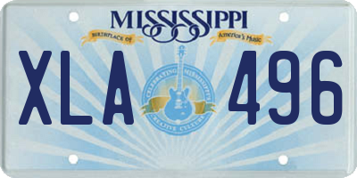 MS license plate XLA496