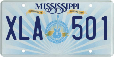 MS license plate XLA501