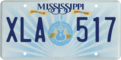 MS license plate XLA517