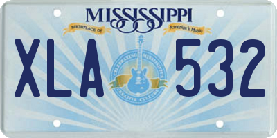 MS license plate XLA532