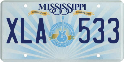 MS license plate XLA533