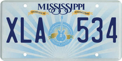 MS license plate XLA534