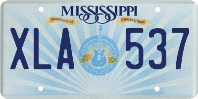 MS license plate XLA537