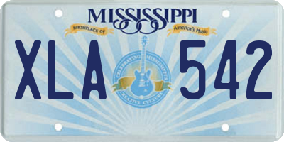 MS license plate XLA542