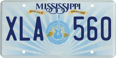 MS license plate XLA560